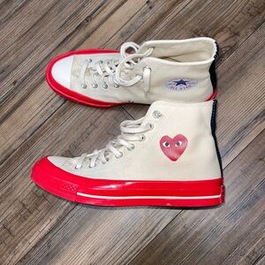 Converse High-Tops with Red and Cream Design